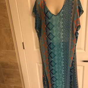 Swim Cover-up long with side slits multi-color